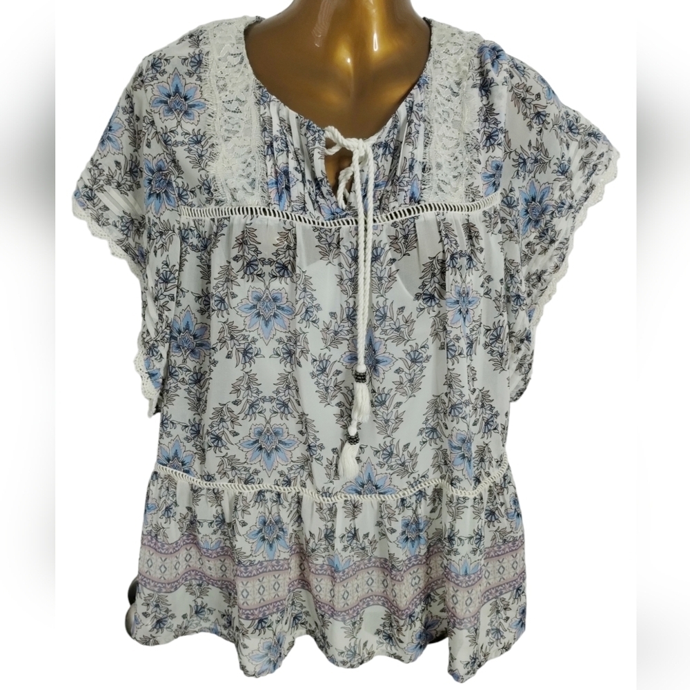 Daniel Rainn Hobo Sheer/cami Flowy Summer Blouse Women's S Small
